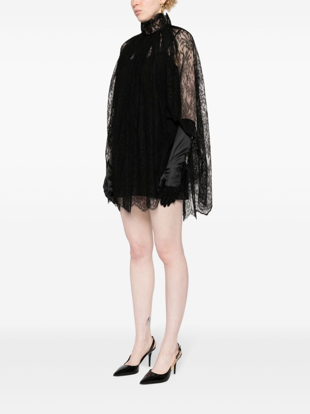 Shop Dolce & Gabbana Floral-lace Minidress In Schwarz