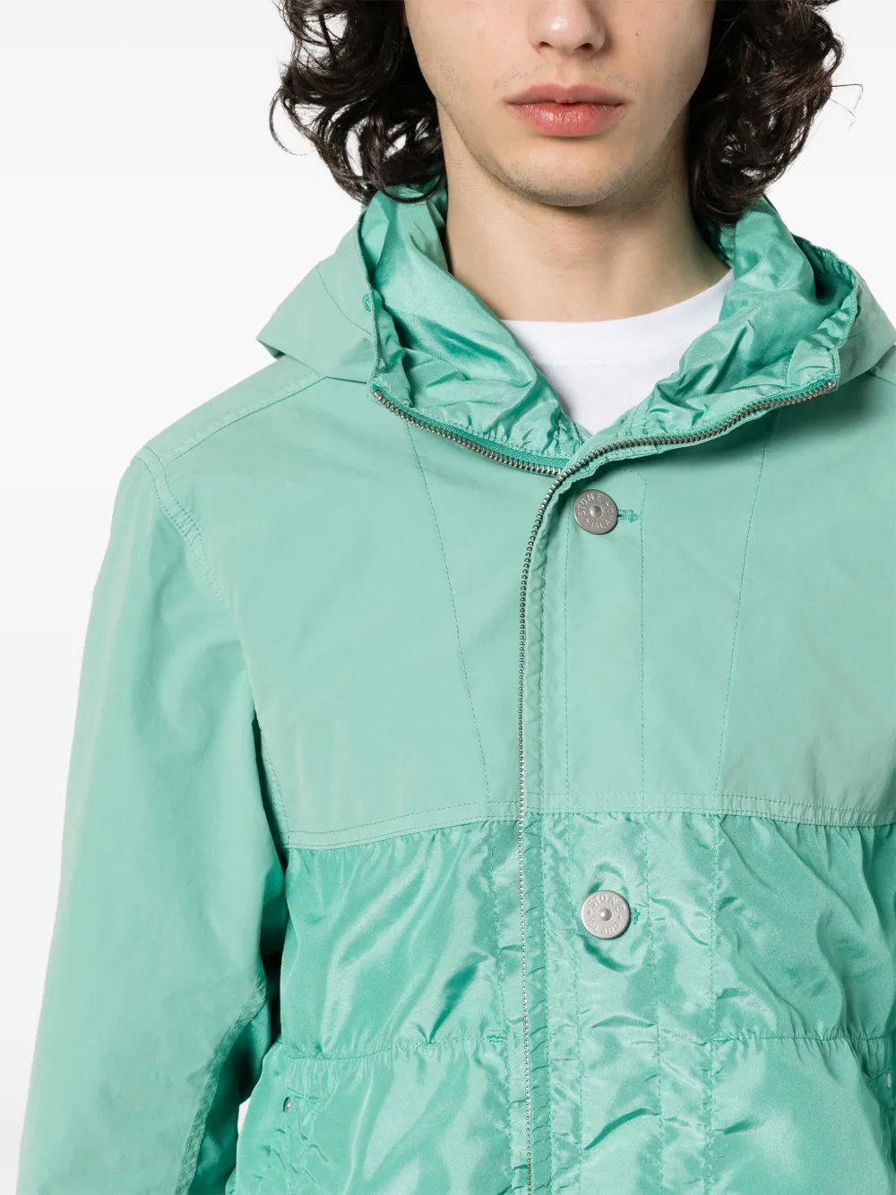 Shop Stone Island Lightweight Hooded Jacket In Green