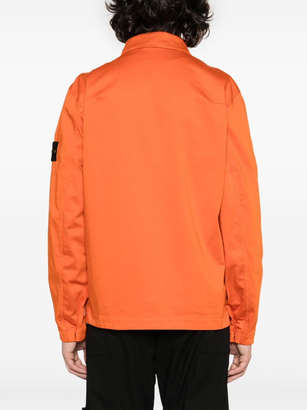 Shop Stone Island Compass Cotton Shirt Jacket In Orange