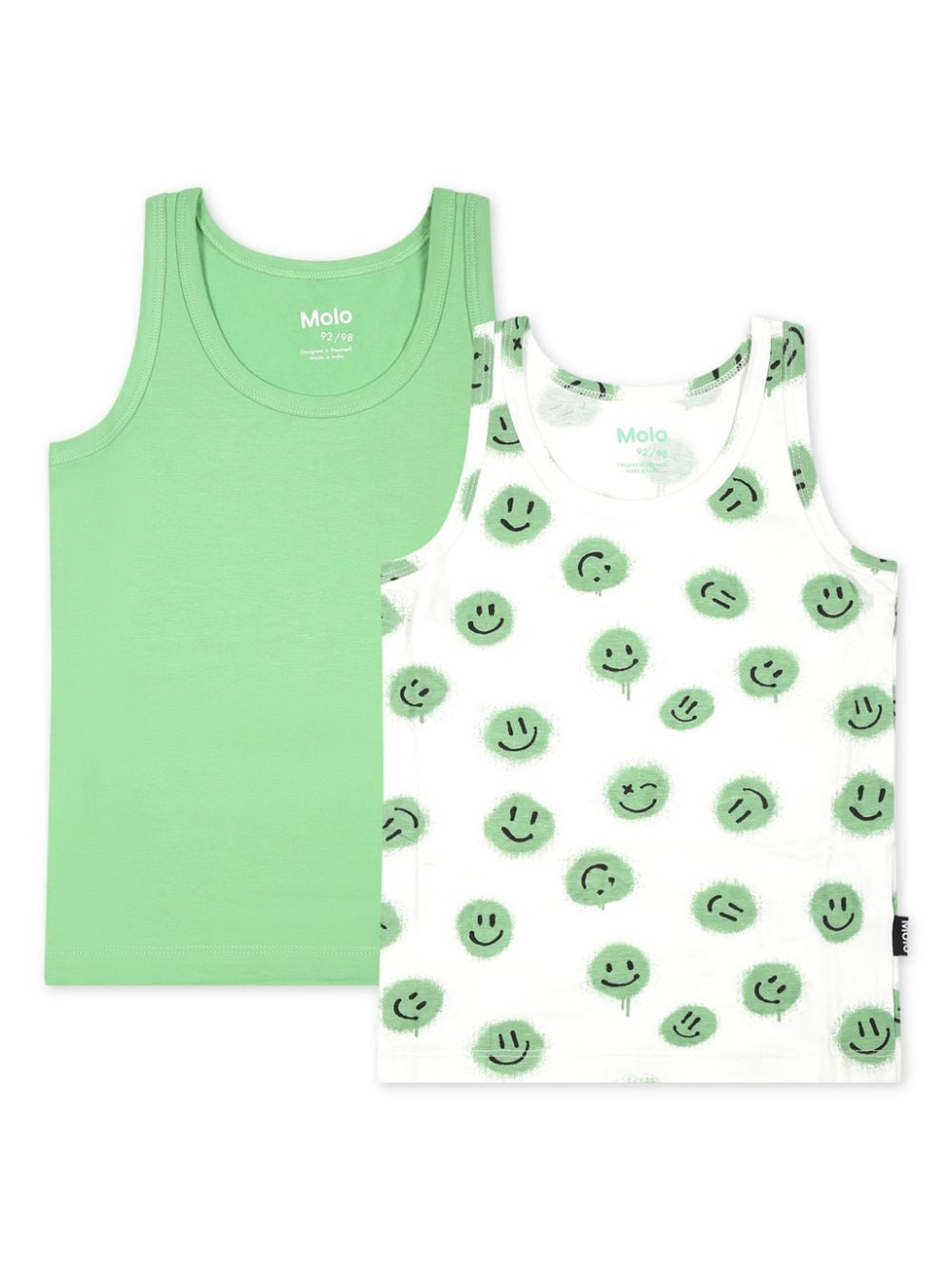 Molo Kids' Jayden Stretch-cotton Tank Top (pack Of Two) In Green