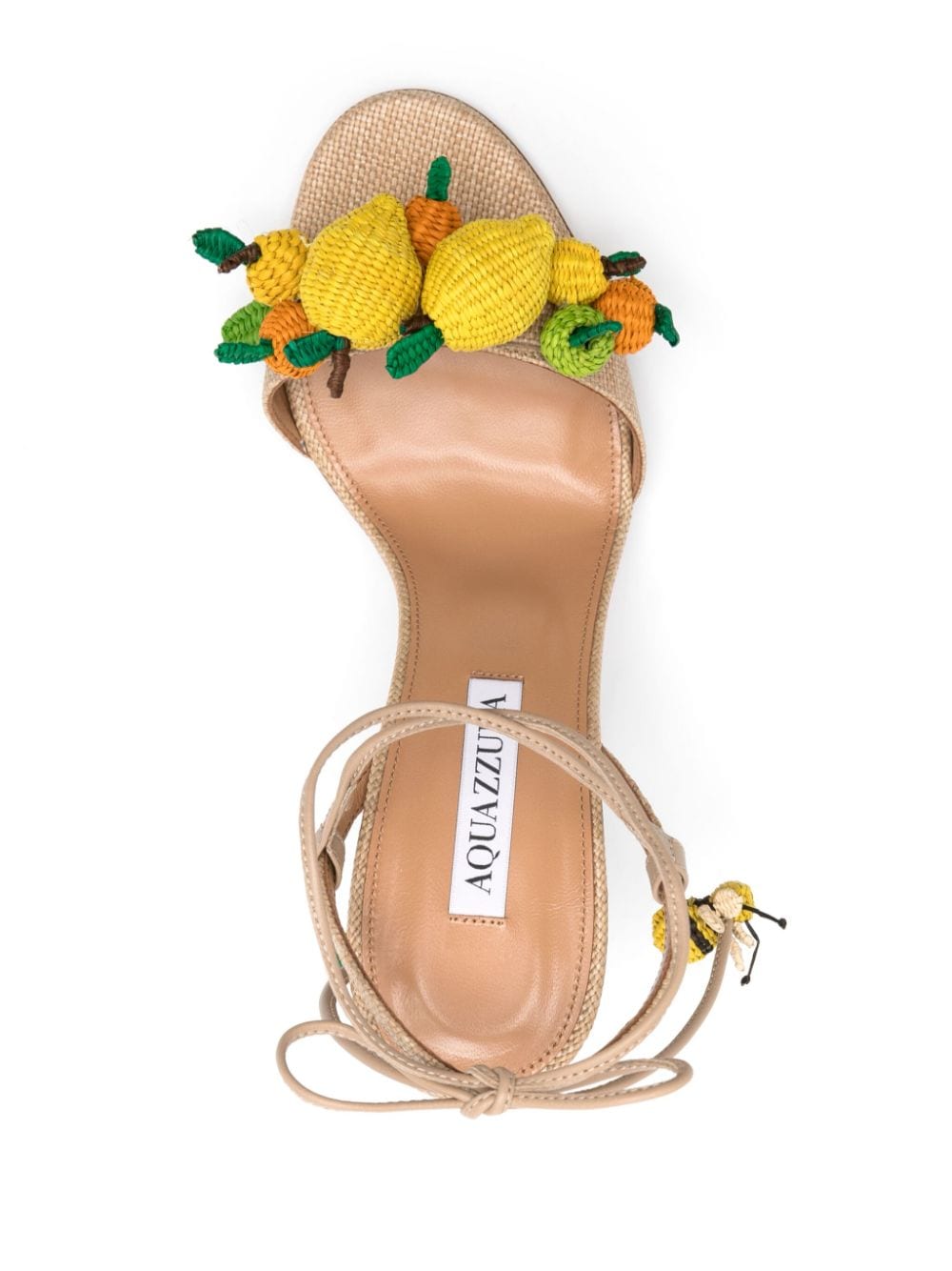 Shop Aquazzura Citrus Punch 105mm Raffia Sandals In Neutrals