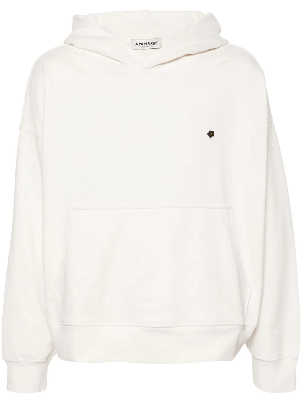 A Paper Kid floral-button cotton hoodie - Bianco