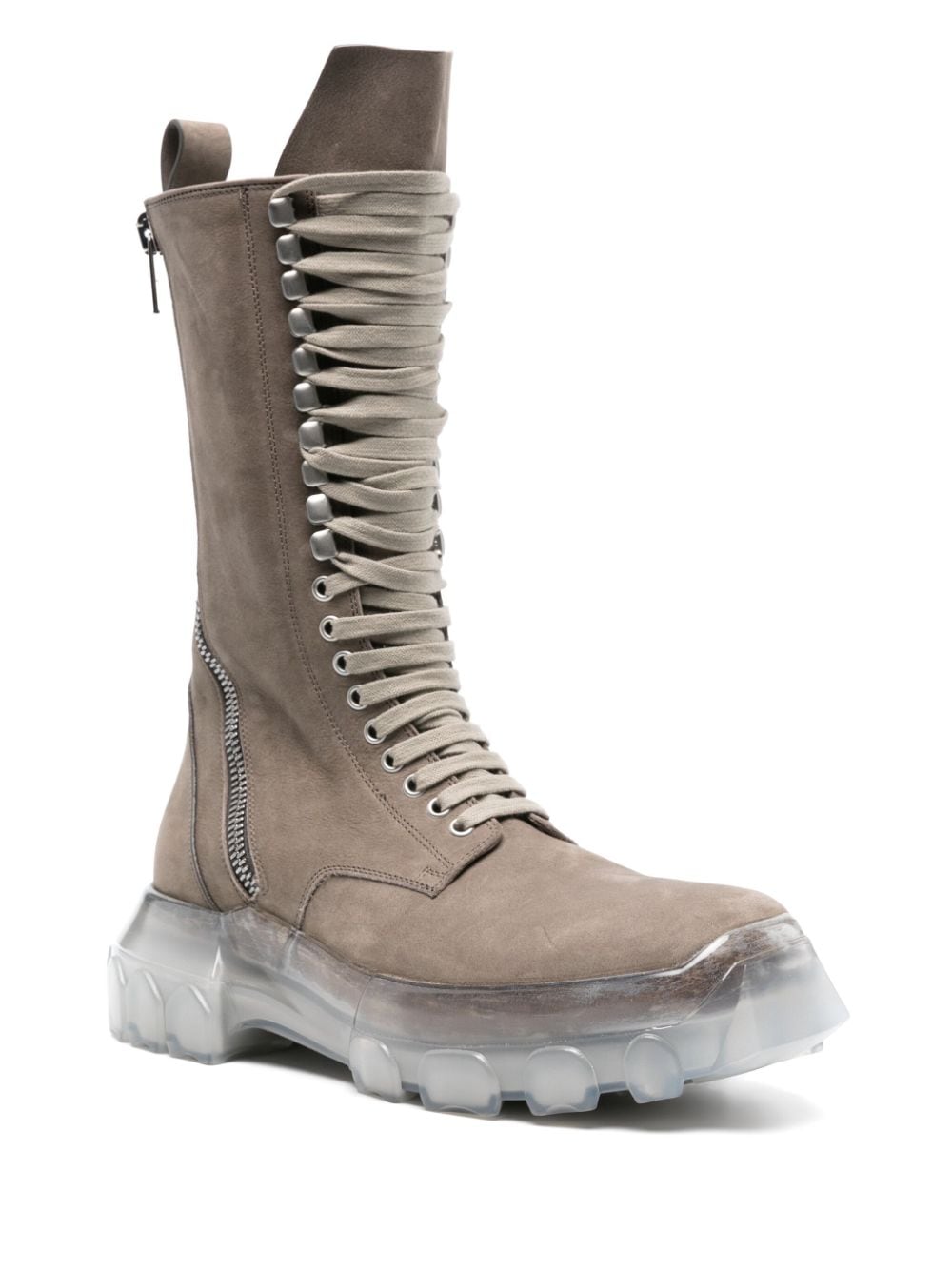 Shop Rick Owens Lace-up Nubuck Boots In Neutrals