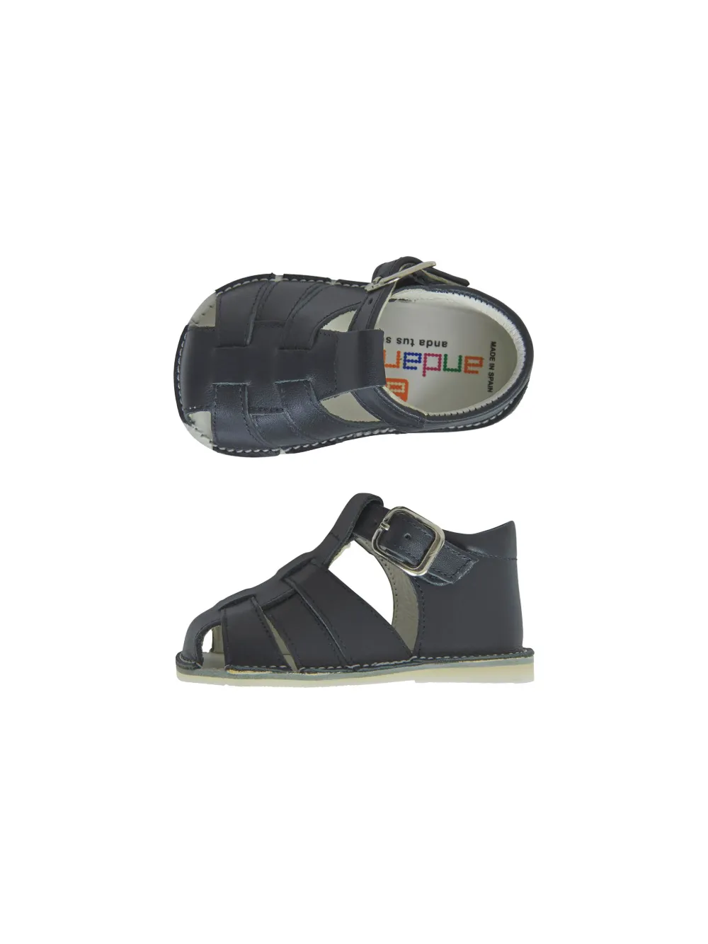 Andanines Caged Leather Sandals In Blue