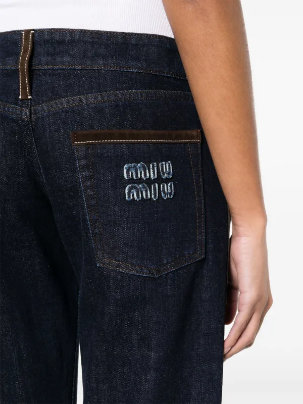 Miu Miu piped-trim straight-leg Jeans | Blue | FARFETCH SG