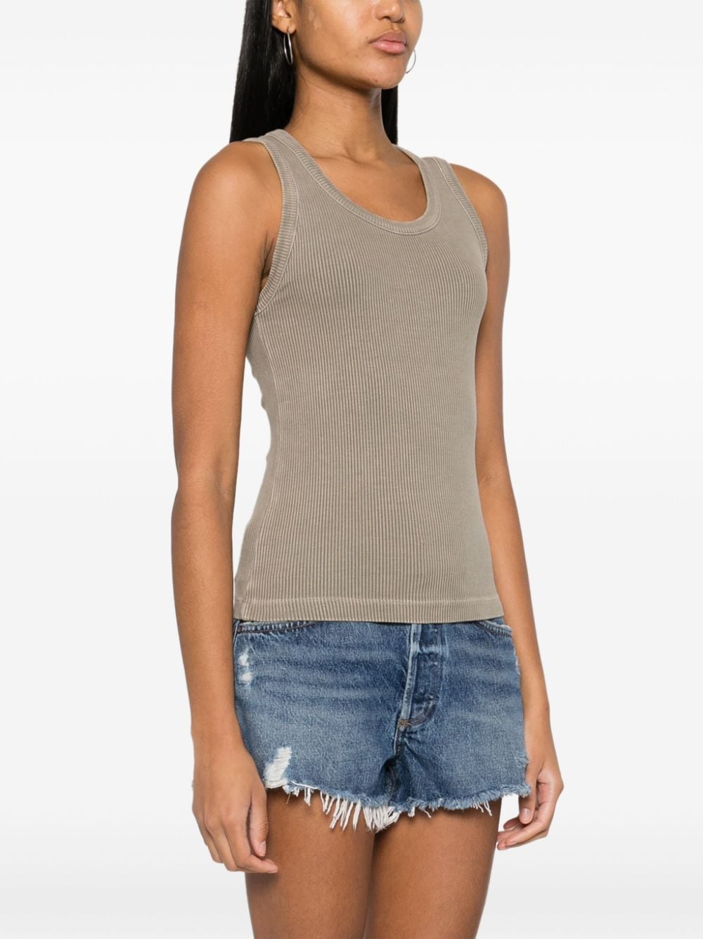 Shop Agolde Poppy Ribbed Tank Top In Neutrals