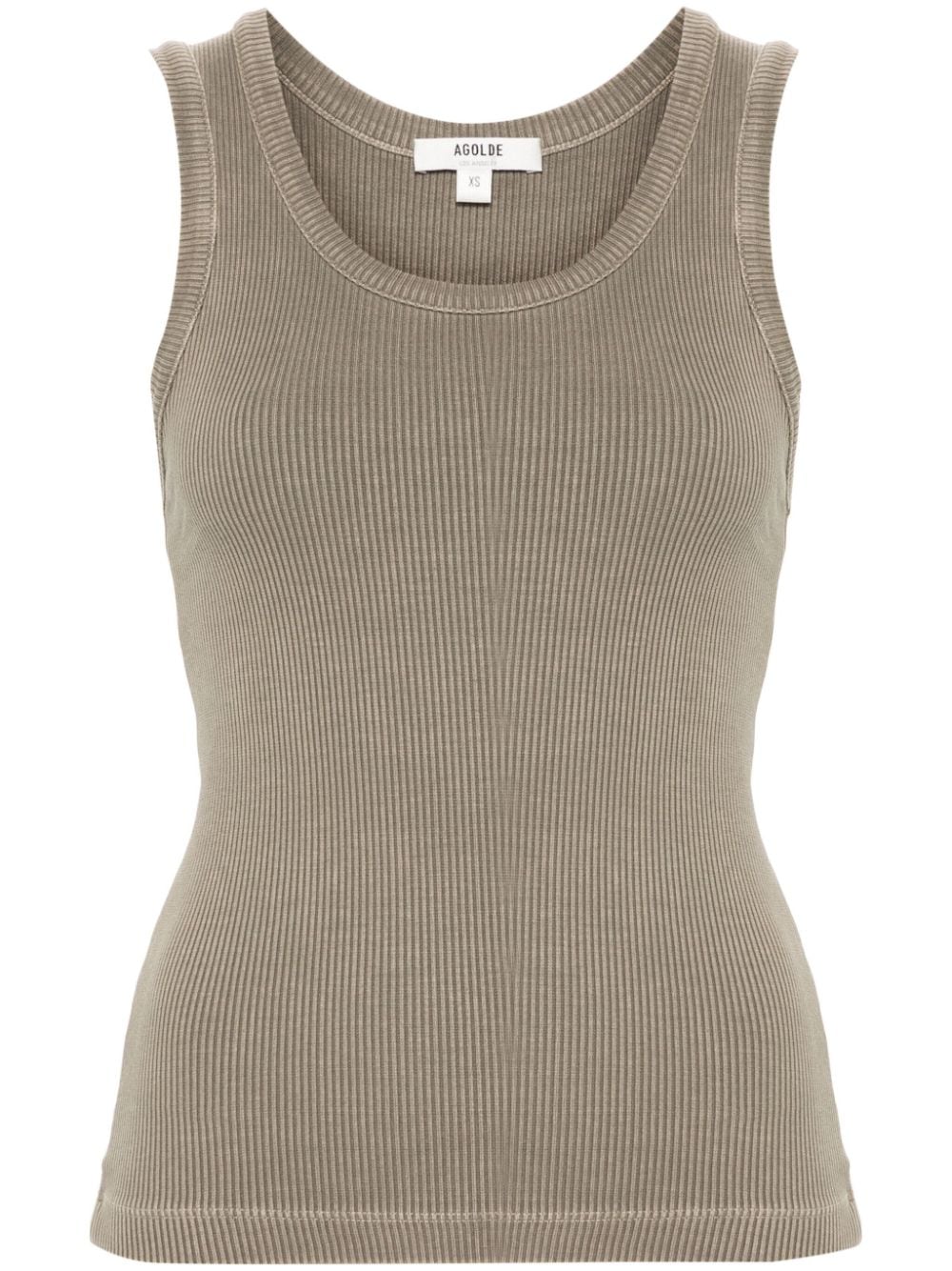 Shop Agolde Poppy Ribbed Tank Top In Neutrals
