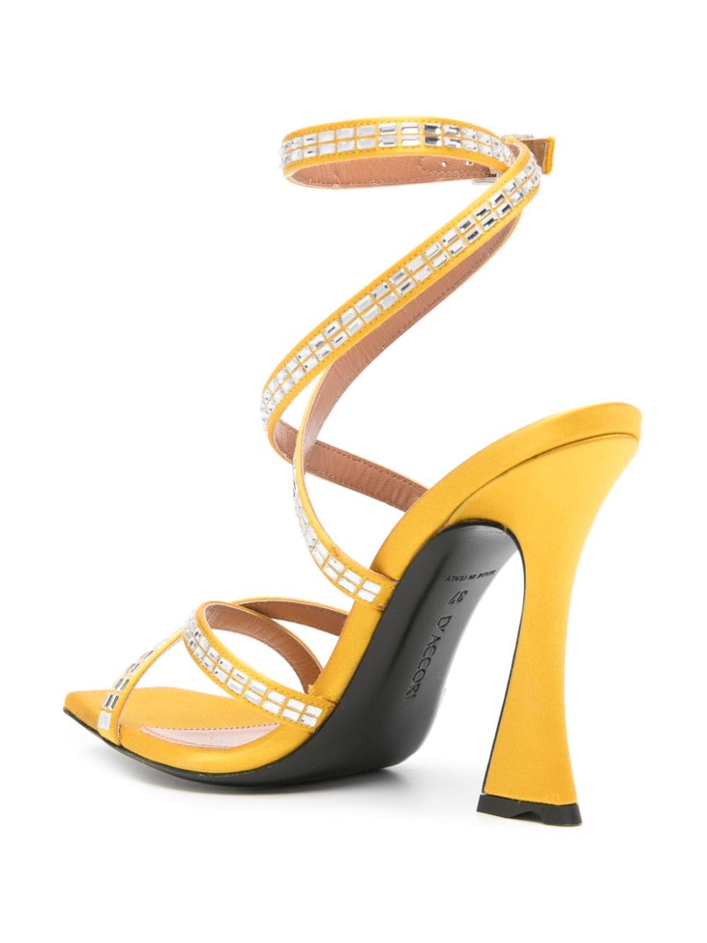 Shop D’accori 100mm Carre Crystal-embellished Sandals In Yellow