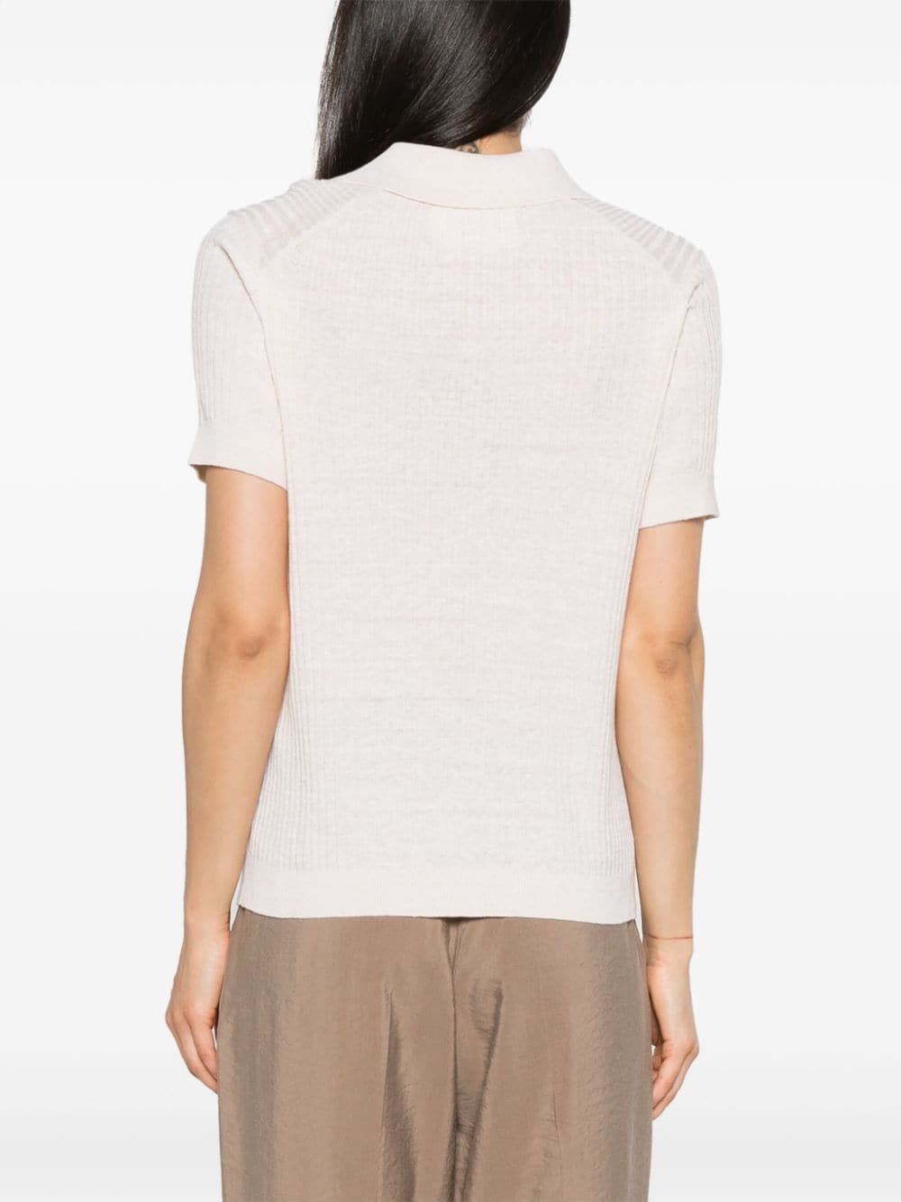 Shop Closed Knitted Polo Shirt In Neutrals