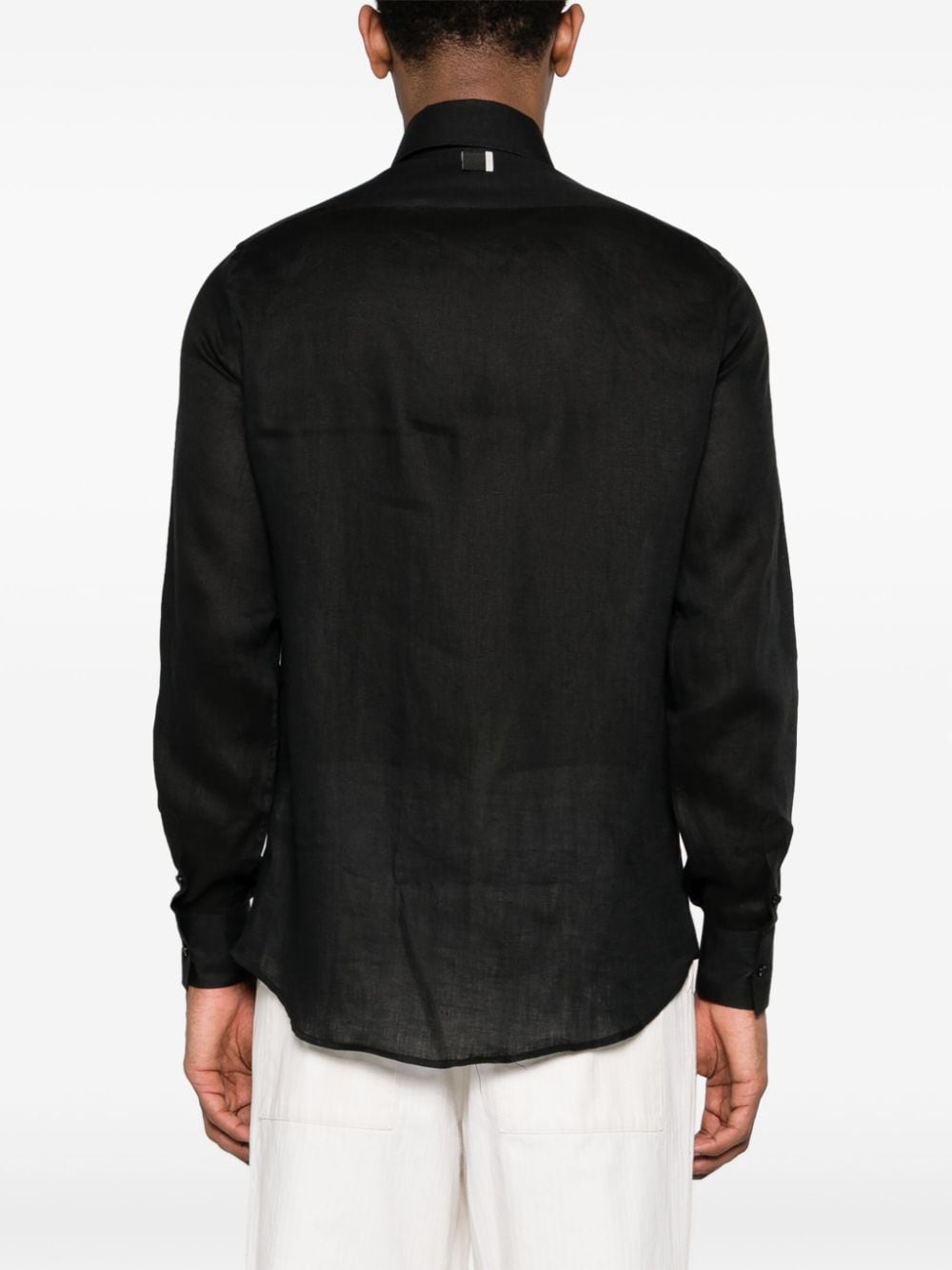 Shop Low Brand Patch-pockets Linen Shirt In Black