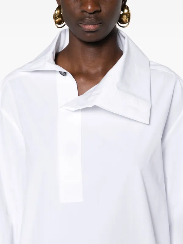 なんでも鑑定団よりも驚き！ Cotton Asymmetric Sander Jil Shirt FARFETCH | White | トップス