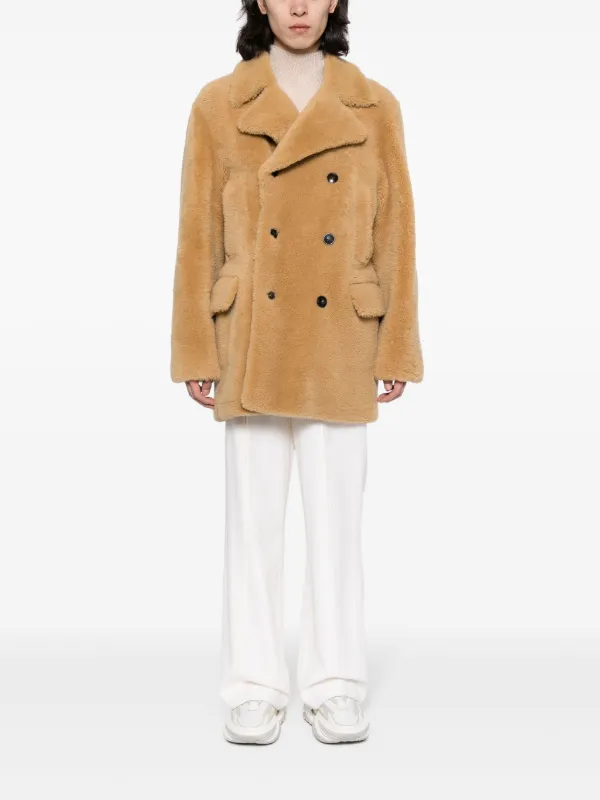 Amiri Shearling Jacket AMIRI Double-breasted Shearling Coat Brown