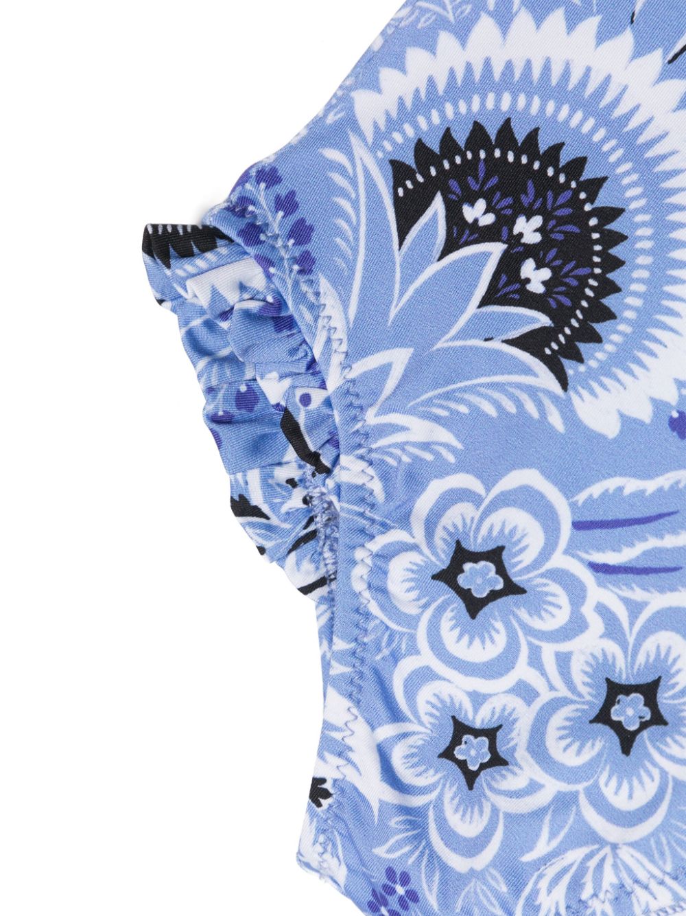 Shop Etro Floral-print Square-neck Swimsuit In Blue