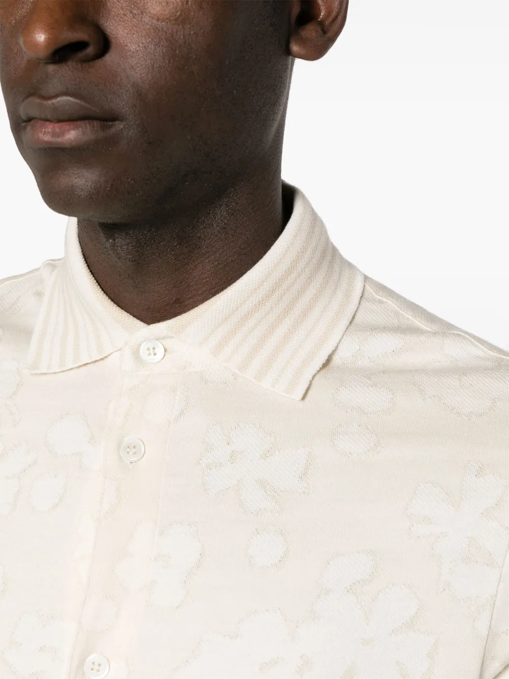 Shop Paul Smith Floral-jacquard Cotton Shirt In Neutrals