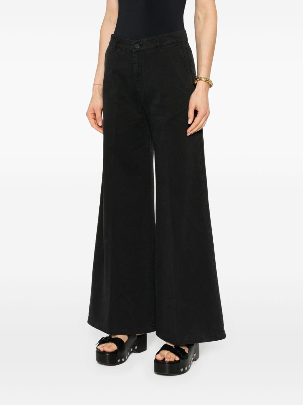 Shop Forte Forte Mid -rise Wide-leg Trousers In Black