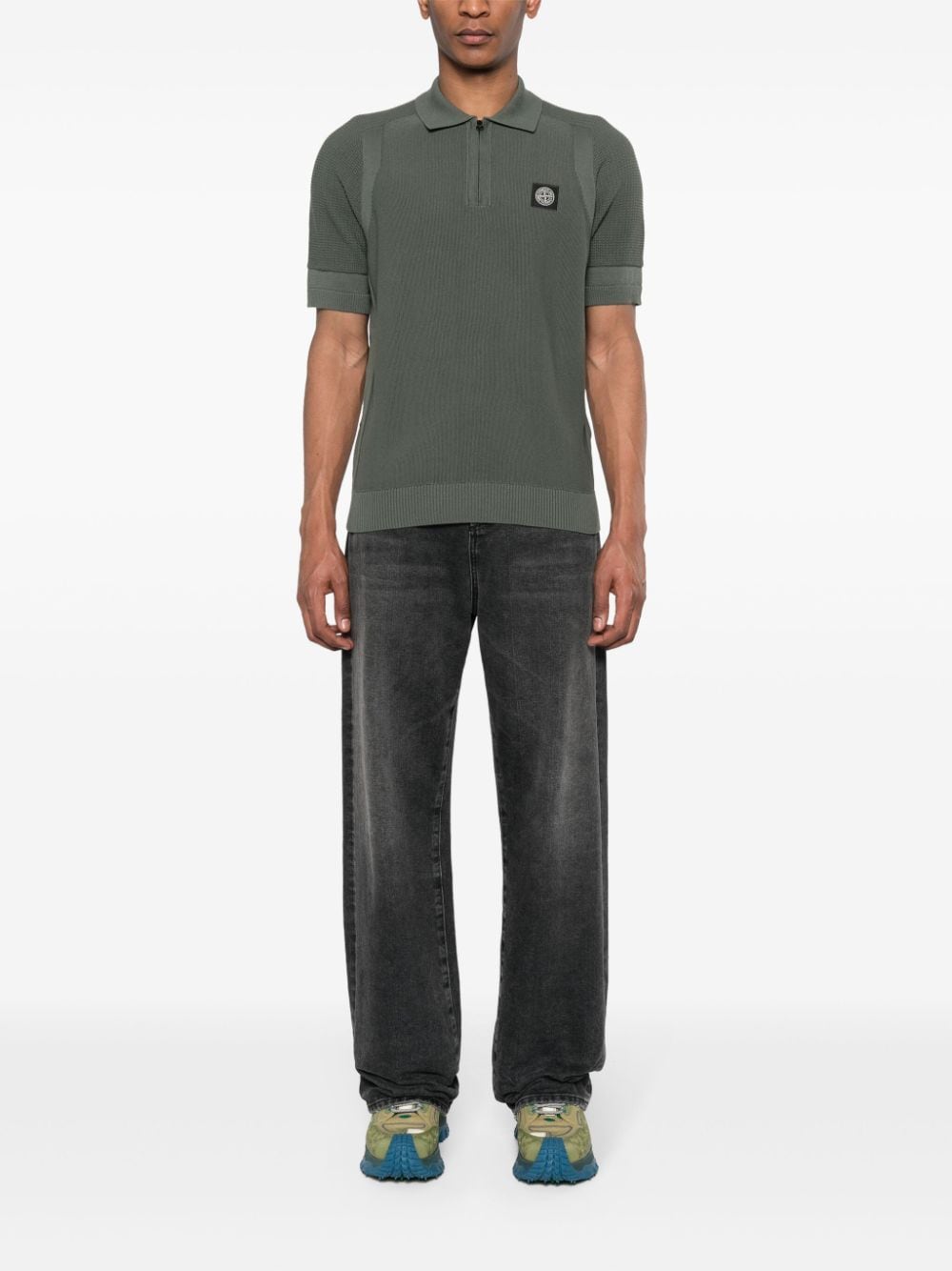 Shop Stone Island Compass-patch Polo Shirt In Green