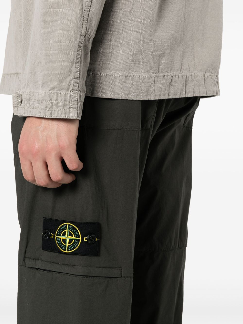 Shop Stone Island Cotton Straight-leg Cargo Trousers In Grey