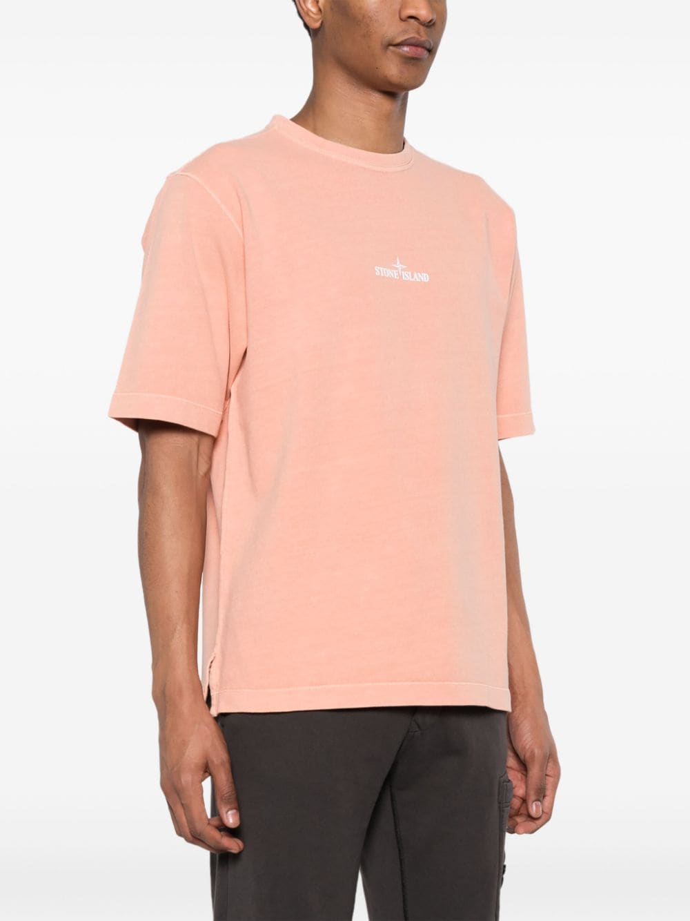 Shop Stone Island Logo-print T-shirt In Orange