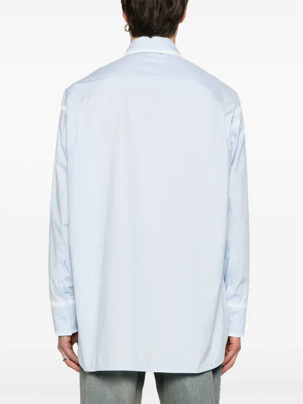 【送料&関税込】MM6 Maison Margiela Light Blue Cotton T-shir MM6 Maison Margiela Distressed Cotton Shirt | Blue | FARFETCH