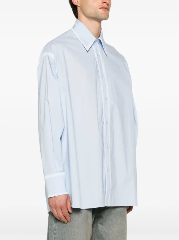 MM6 Maison Margiela Distressed Cotton Shirt | Blue | FARFETCH