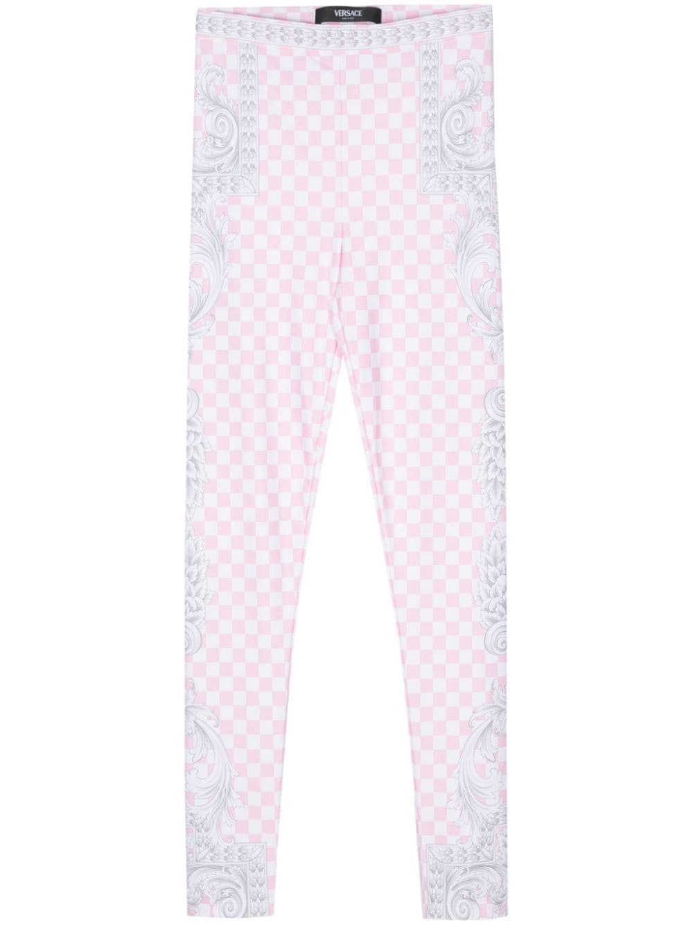 Versace Checkerboard-pattern Leggings In 粉色