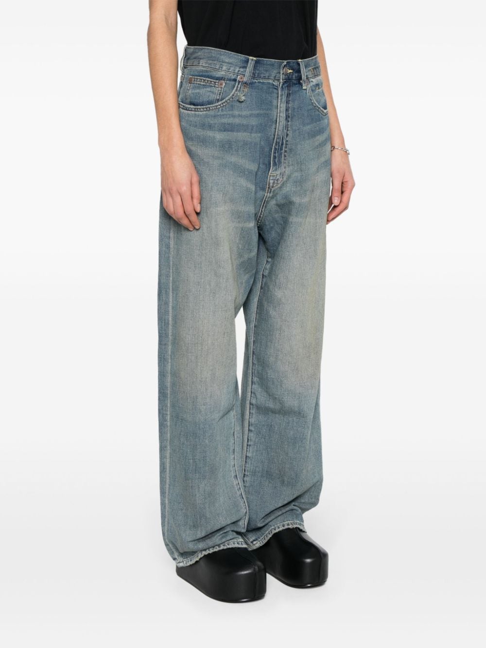 R13 Venti mid waist jeans met wijde pijpen Blauw