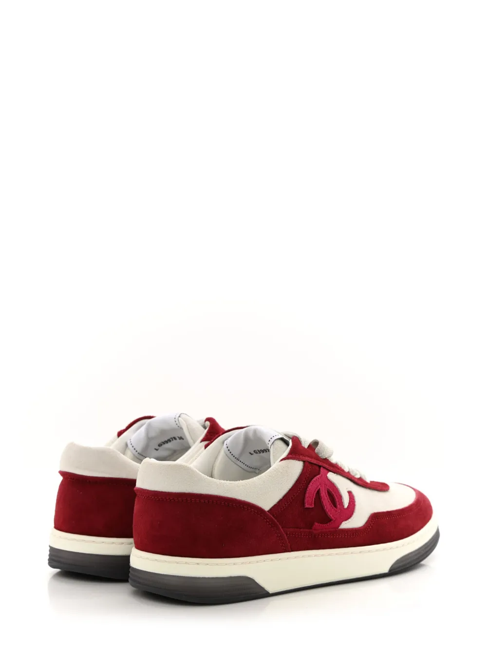 Pre-owned Chanel Cc Panelled Suede Sneakers In Red