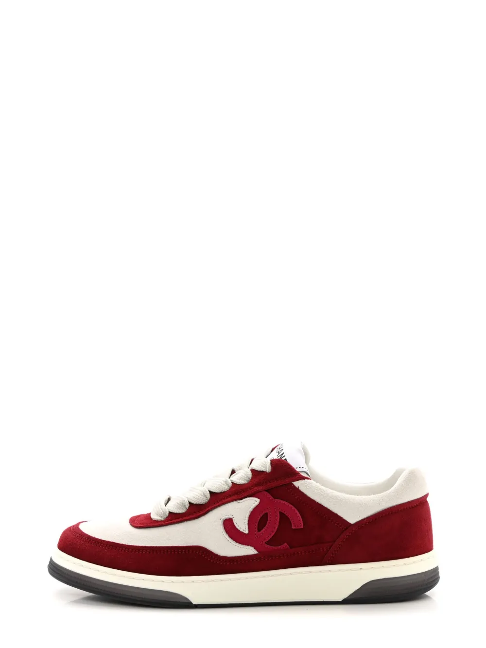 CHANEL Pre-Owned CC panelled suede sneakers | Red | Image 1