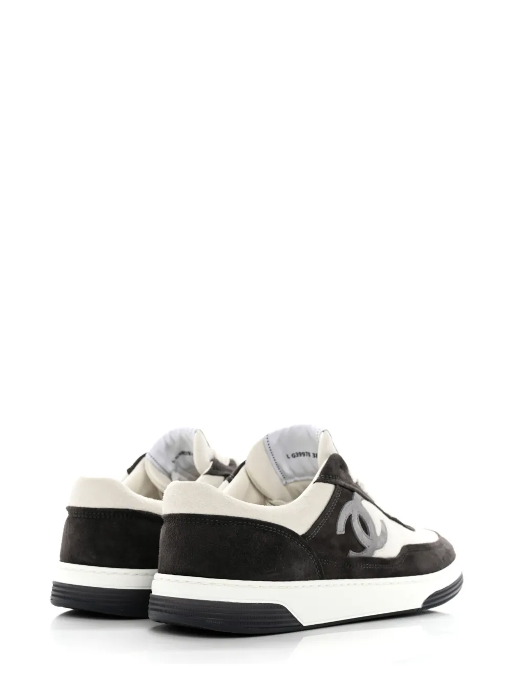 Pre-owned Chanel Cc Panelled Suede Sneakers In Black