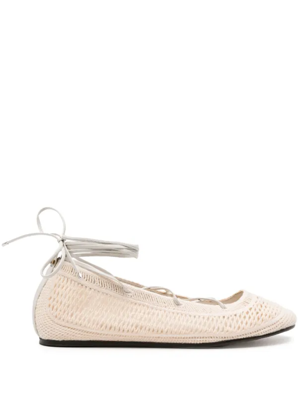 フラットシューズ Belna Ballerinas - Isabel Marant - Cotton - Beige ISABEL MARANT Belna leather-trimmed crocheted ballet flats