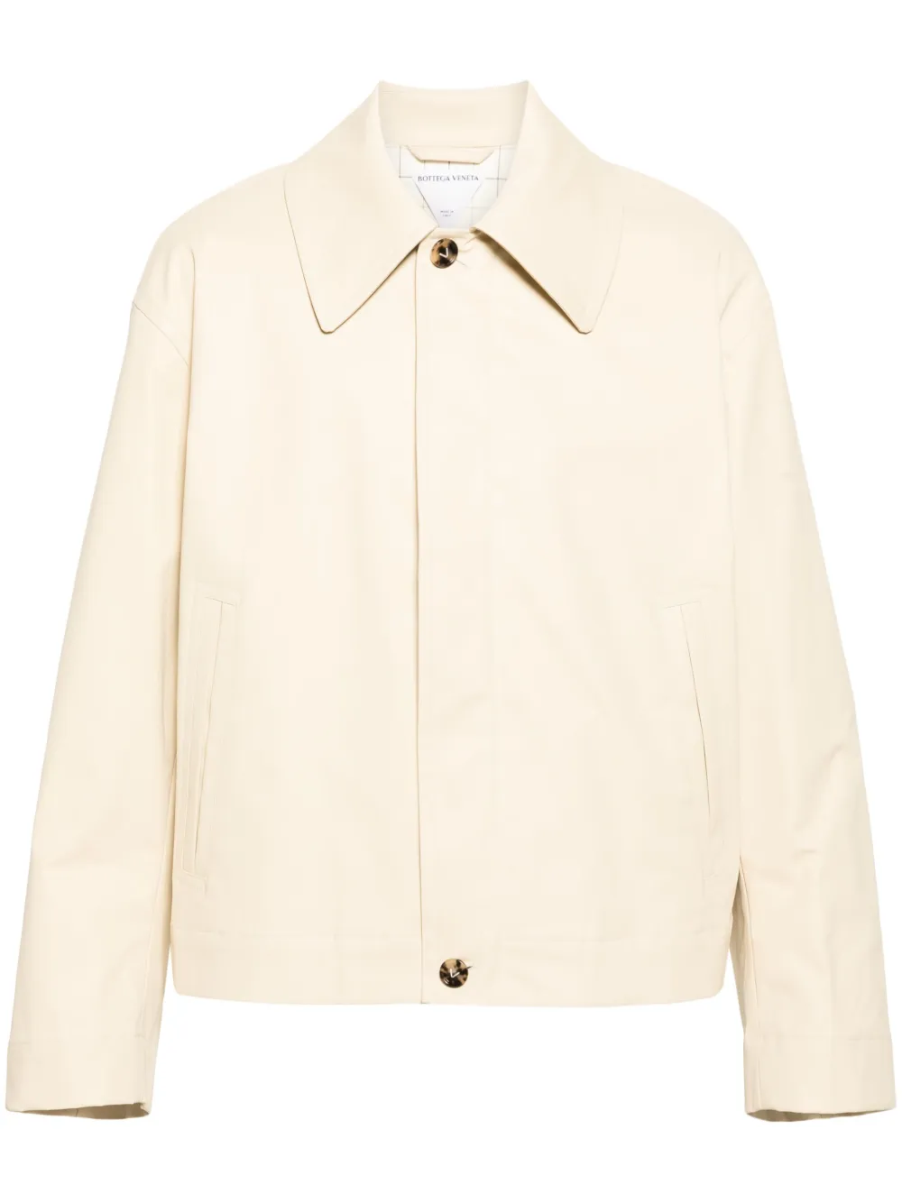 Bottega Veneta Straight-collar Shirt Jacket In Neutrals