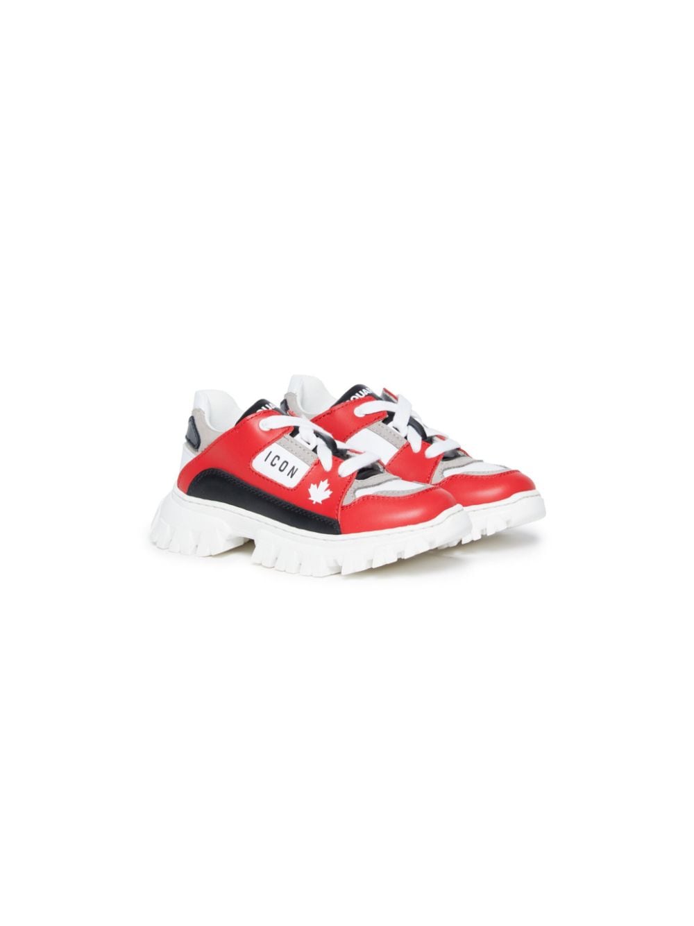 Dsquared2 Babies' Icon Panelled Leather Trainers In Red