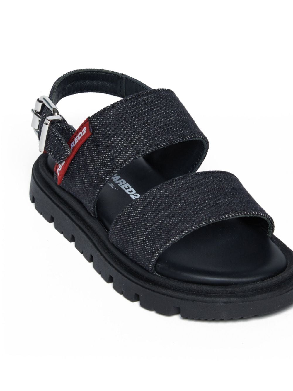 Shop Dsquared2 Denim Slingback Sandals In Black