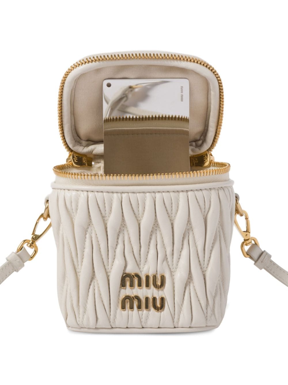 Miu Matelassé mini-tas met logoplakkaat Wit
