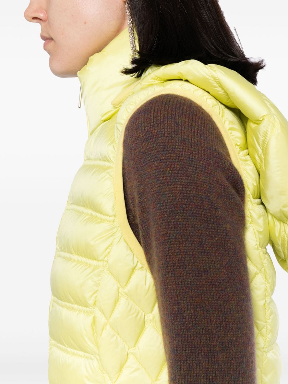 Shop Michael Michael Kors Detachable-hood Down Gilet In Yellow