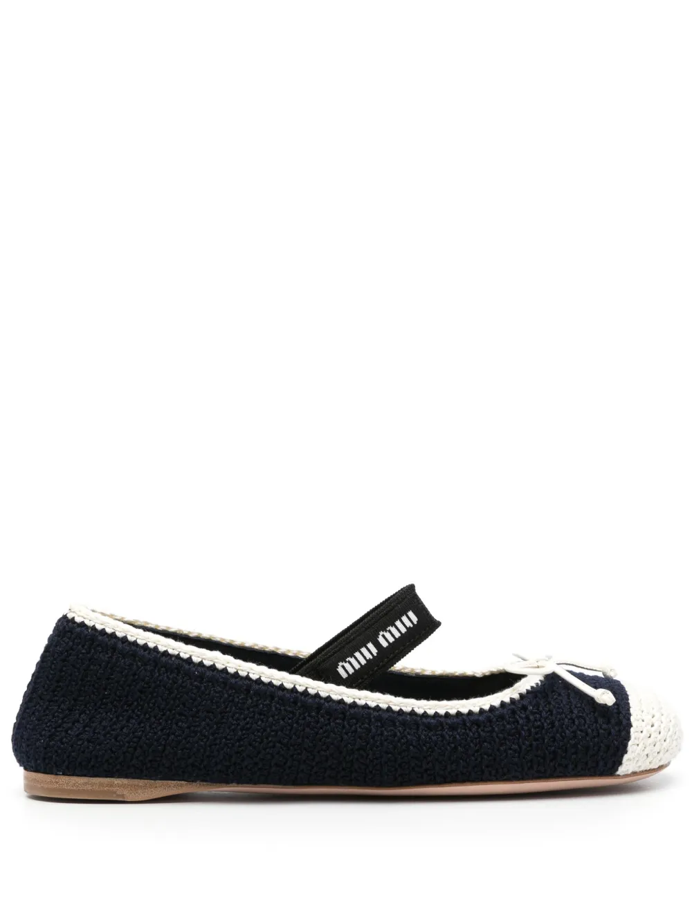 Miu Miu Knitted Ballerina Shoes In Black