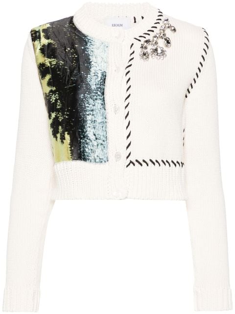 ERDEM abstract-panel cropped cardigan