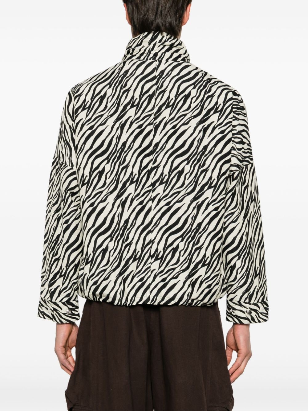 Shop Song For The Mute Zebra-print Zip-up Jacket In 白色