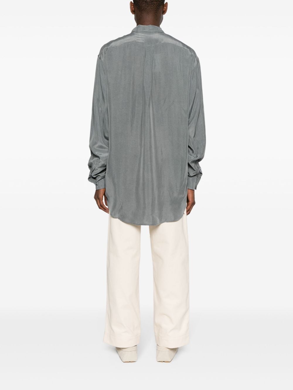 Shop The Frankie Shop Leland Button-up Satin Shirt In Grey