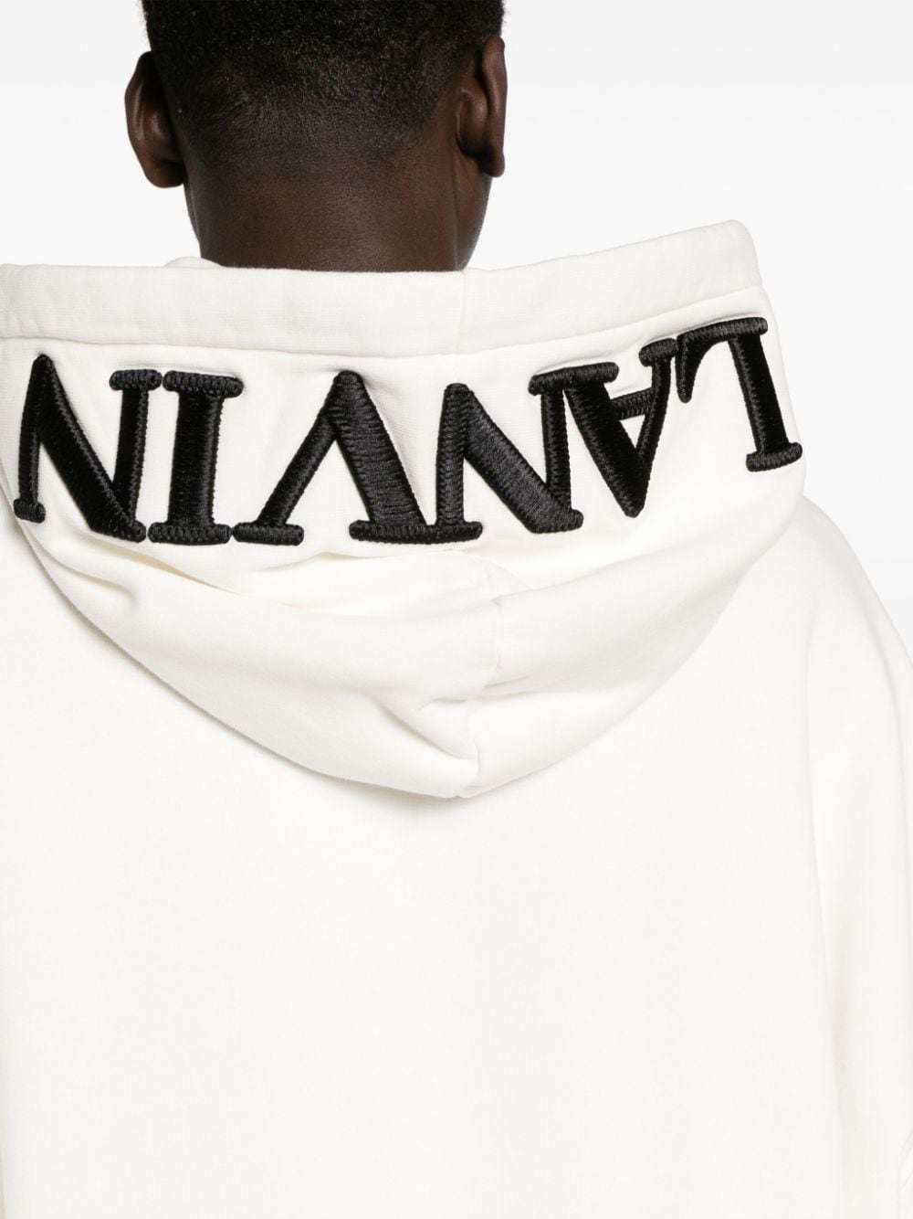 Shop Lanvin X Future Logo-embroidered Cotton Hoodie In White