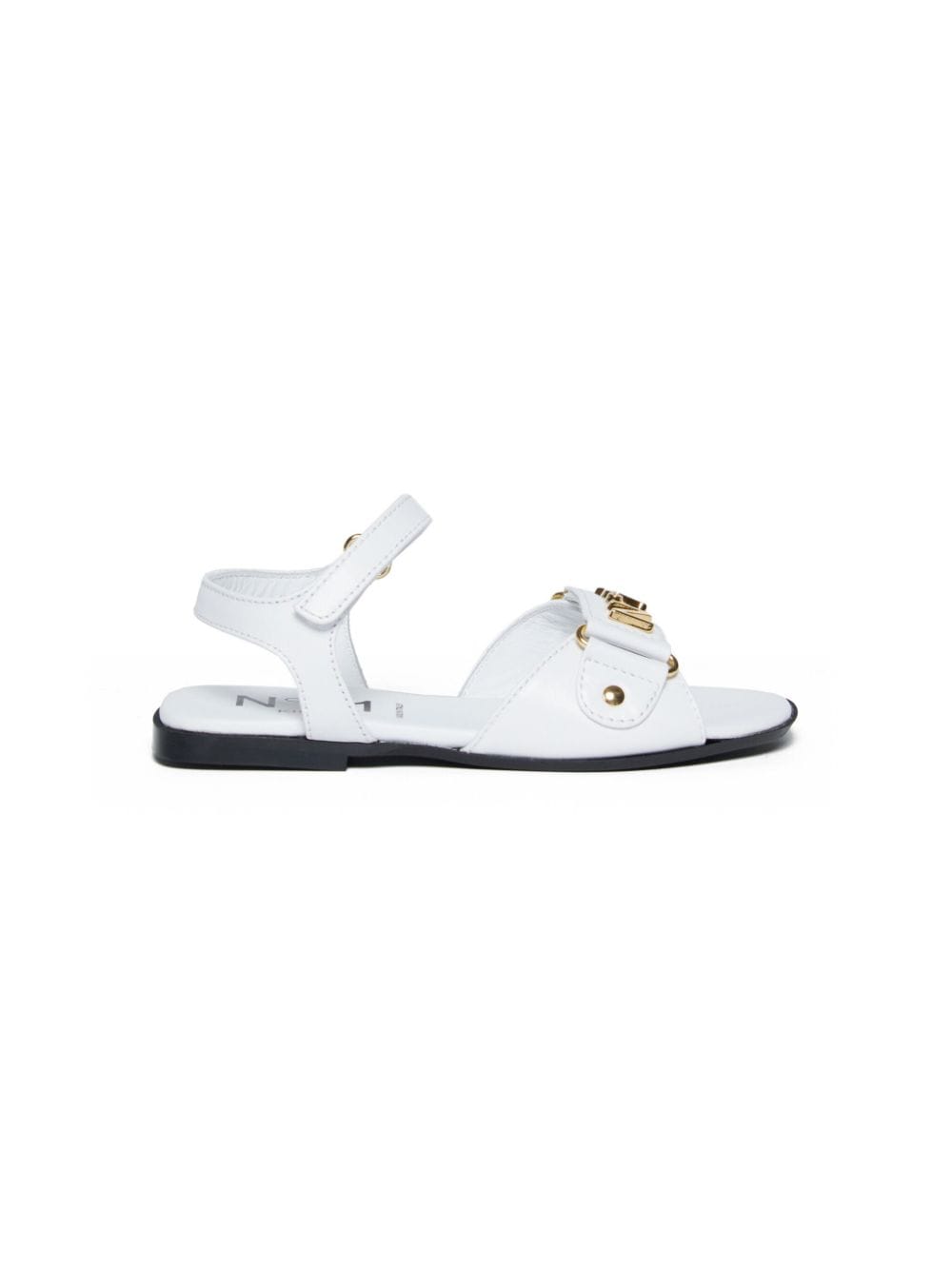 Shop N°21 Logo-plaque Leather Sandals In White