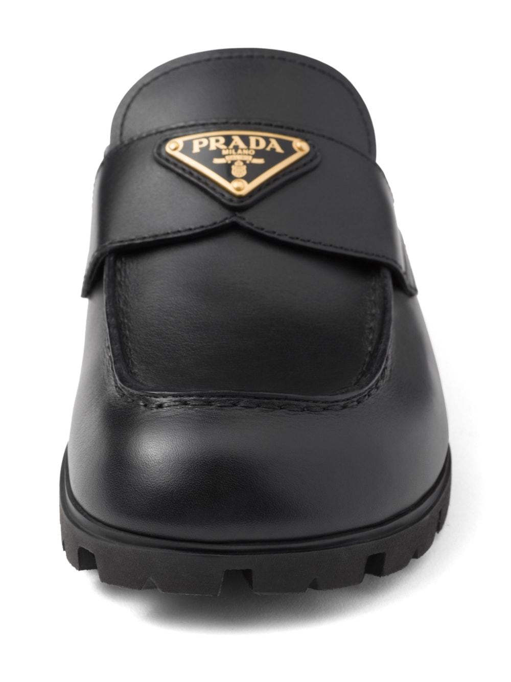 Shop Prada Triangle-logo Leather Mules In Black