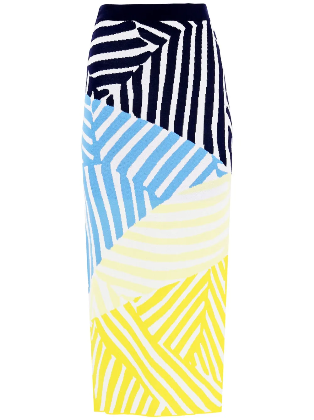 Staud Giovanni Mosaic-intarsia Midi Skirt In Yellow