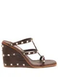 Valentino Garavani Rockstud-embellished wedge sandals - Brown