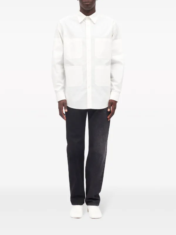 MM6 Maison Margiela Numbers-motif Asymmetric Cotton Shirt