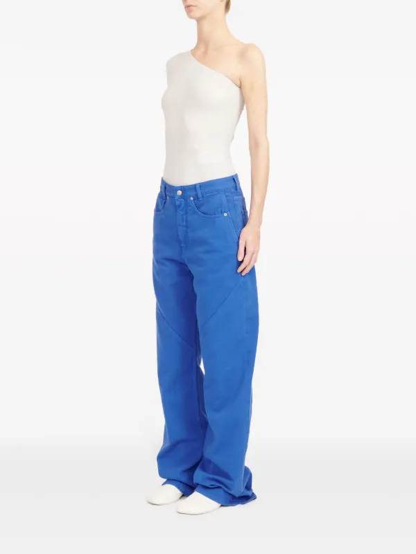 MM6 Maison Margiela mid-rise wide-leg Trousers | Blue | FARFETCH