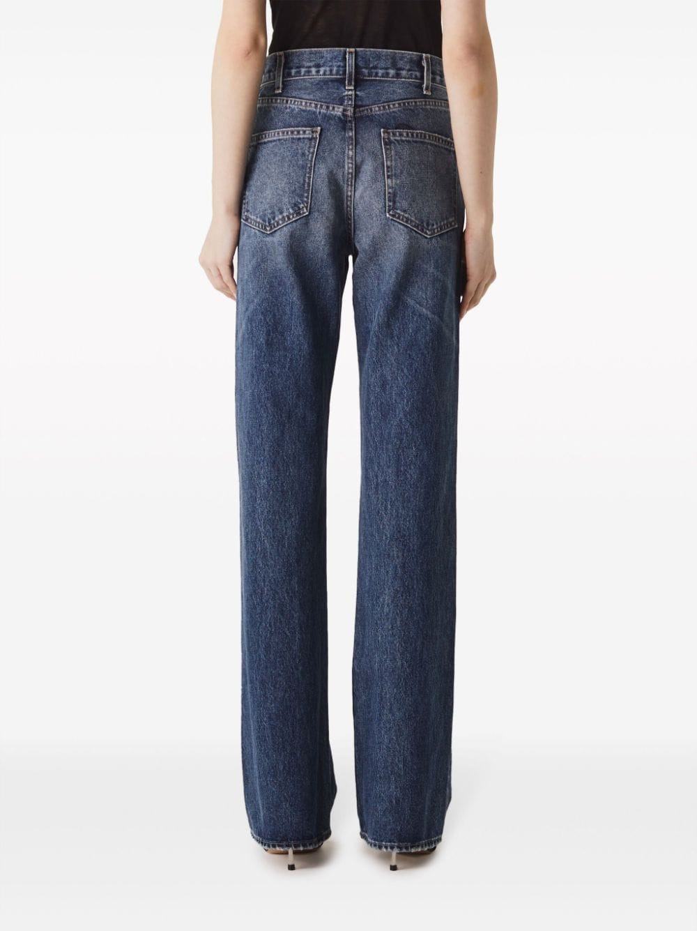 Shop Nili Lotan Joan Straight-leg Cotton Jeans In Blue