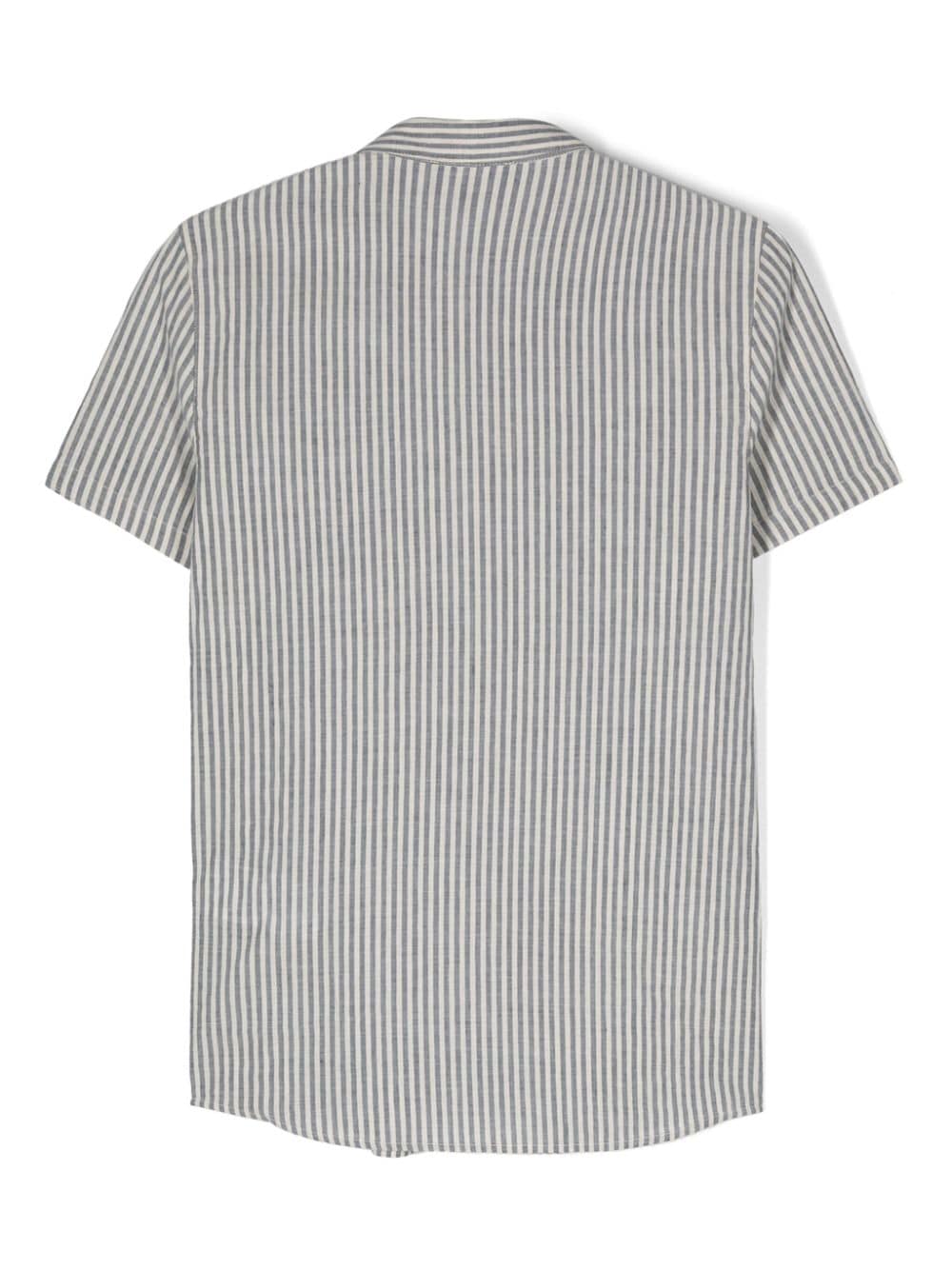 Shop Emporio Armani Logo-embroidered Striped Shirt In Blue