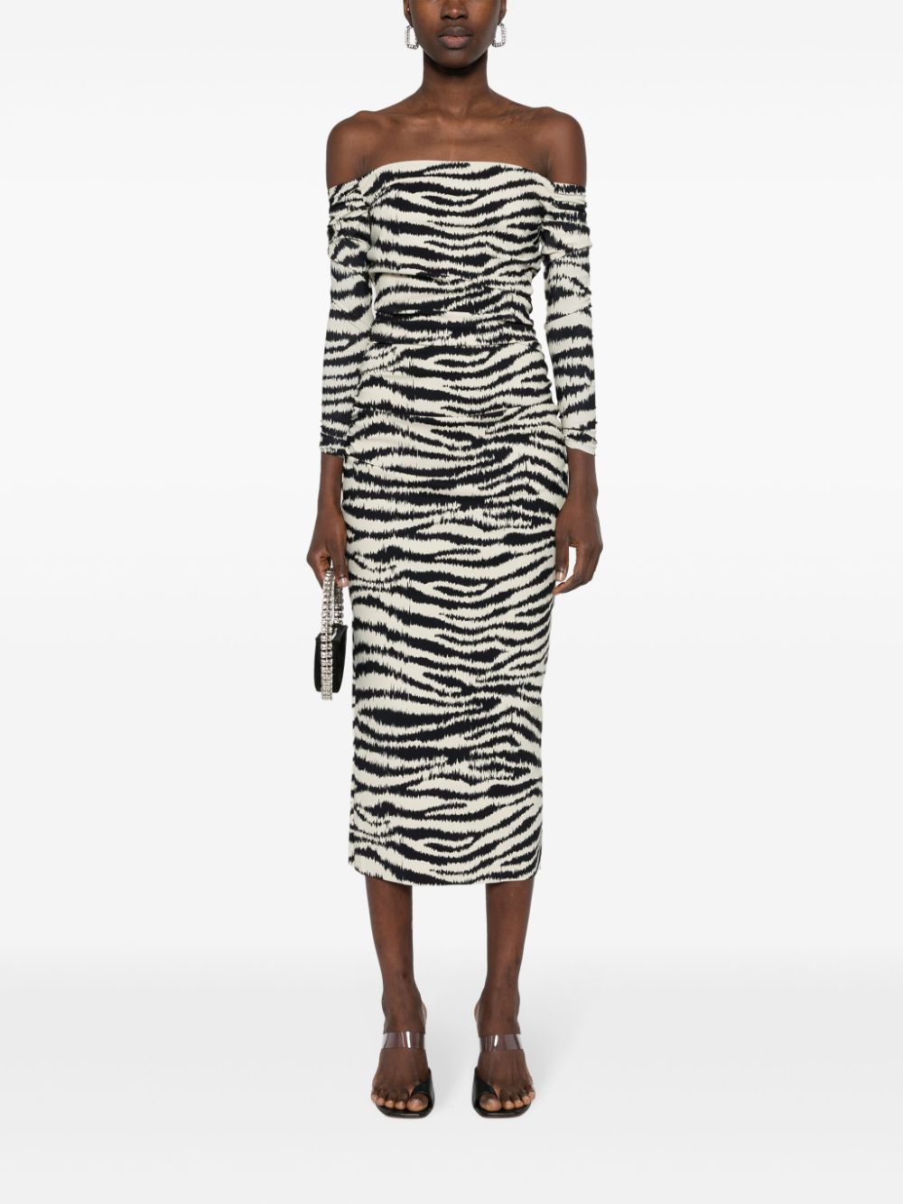 Shop Chiara Boni La Petite Robe Zebra-print Jersey Dress In Black