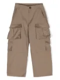 Douuod Kids twill cotton cargo trousers - Brown